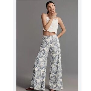The Adi Printed Linen Mid-Rise Flare Pants by Pilcro
NWOT